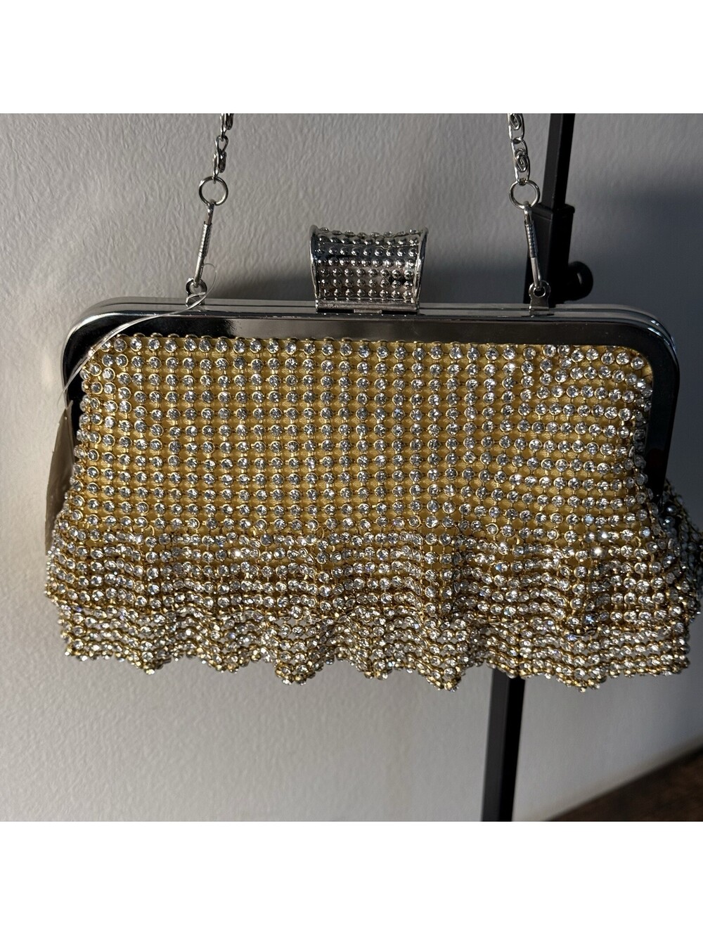 Gold Rhinestone Sparkle Rhinestone Hand Evening Purse Clutch Bag Wedding Prom